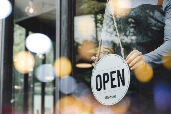 Open sign on shop